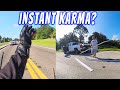 Driver Swerves at Biker THEN THIS HAPPENS...