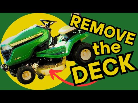 John Deere X300 Remove Mower Deck to Sharpen Blades, Belt & Check Spindles #johndeere