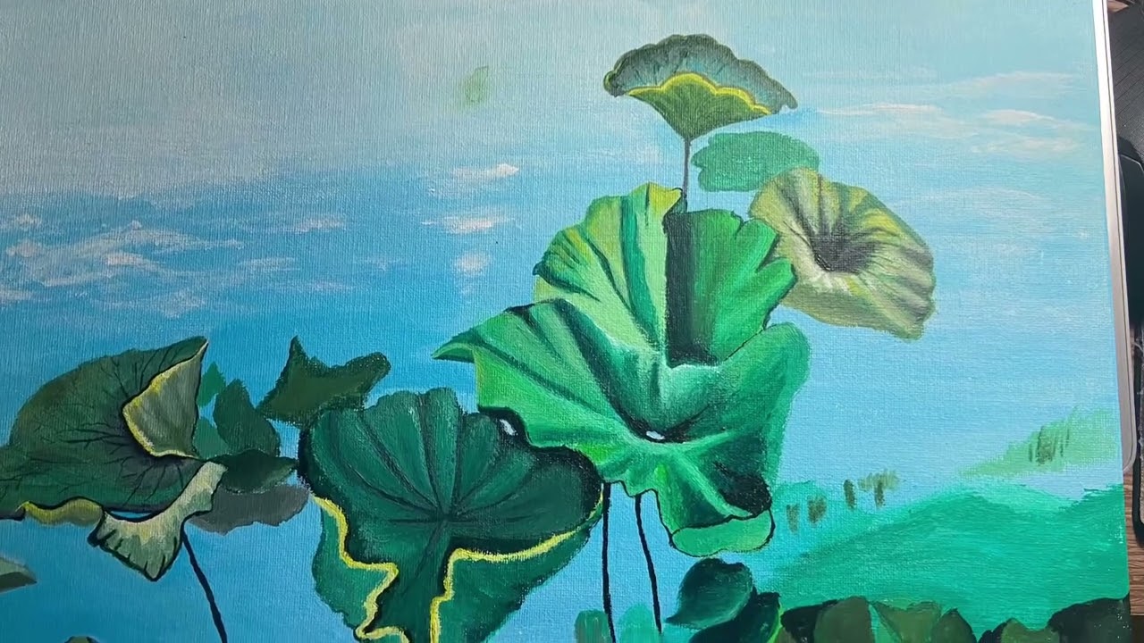 Painting Lotus pond in Vietnam - Hướng dẫn vẽ tranh... - youtube