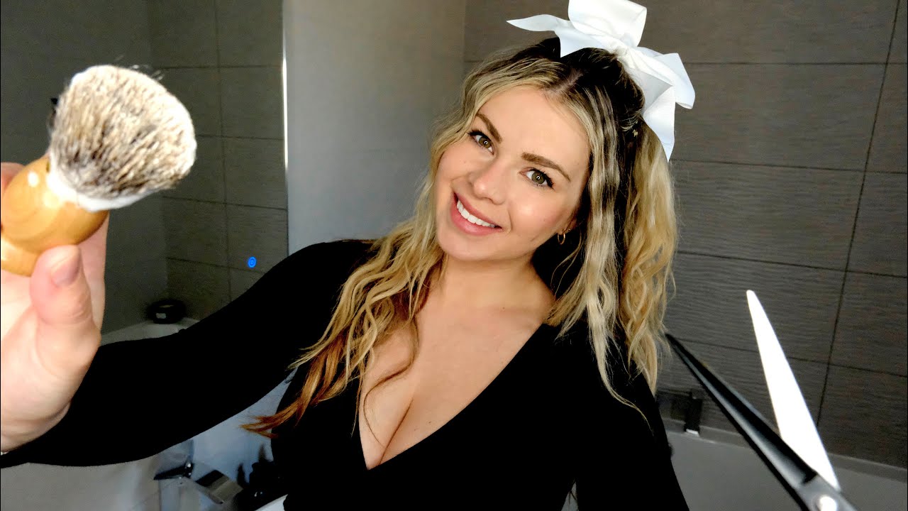 ASMR GIRL NEXT DOOR GENTLY SHAVES YOU (Barber Roleplay, Haircut, Up Close & Ear to Ear Whispers)