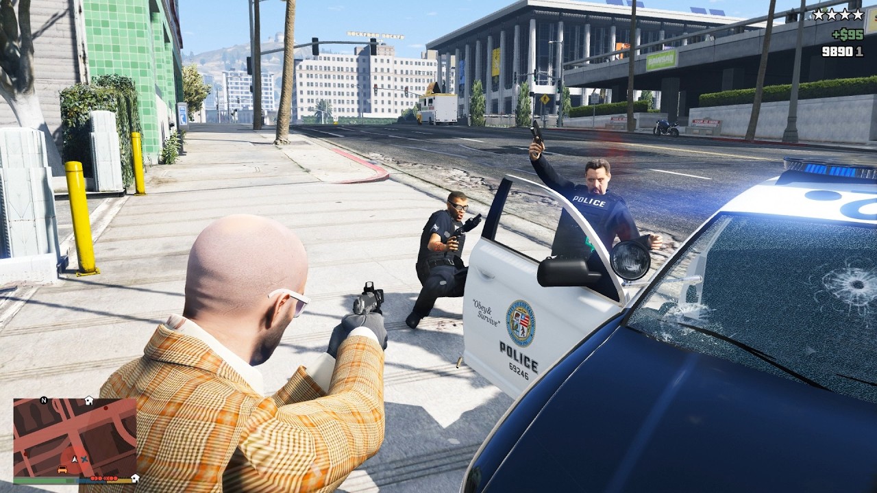 GTA V Pistol Rampage 10 Star shootout & Escape (RDE 4.1.4) - YouTube