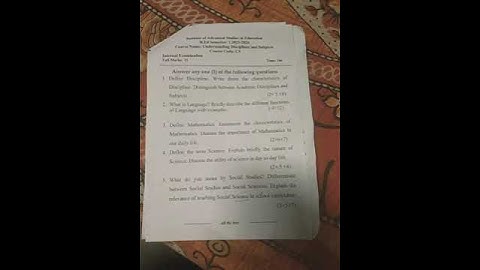 Bed 1st sem Subject:Understanding Disciplines and Subjects(C5) some questions#Bed#Studymaterials