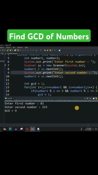 Java Program - Find GCD of two Numbers in Java #javatutorial - YouTube
