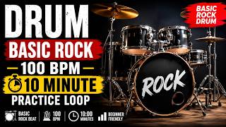 100 BPM Basic Rock Drum Beat 🥁 | Beginner Drum Practice Loop