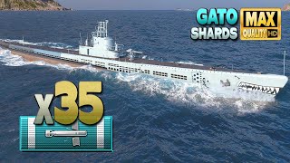 Submarine Gato: Good ASIA player on map Shards  World of Warships