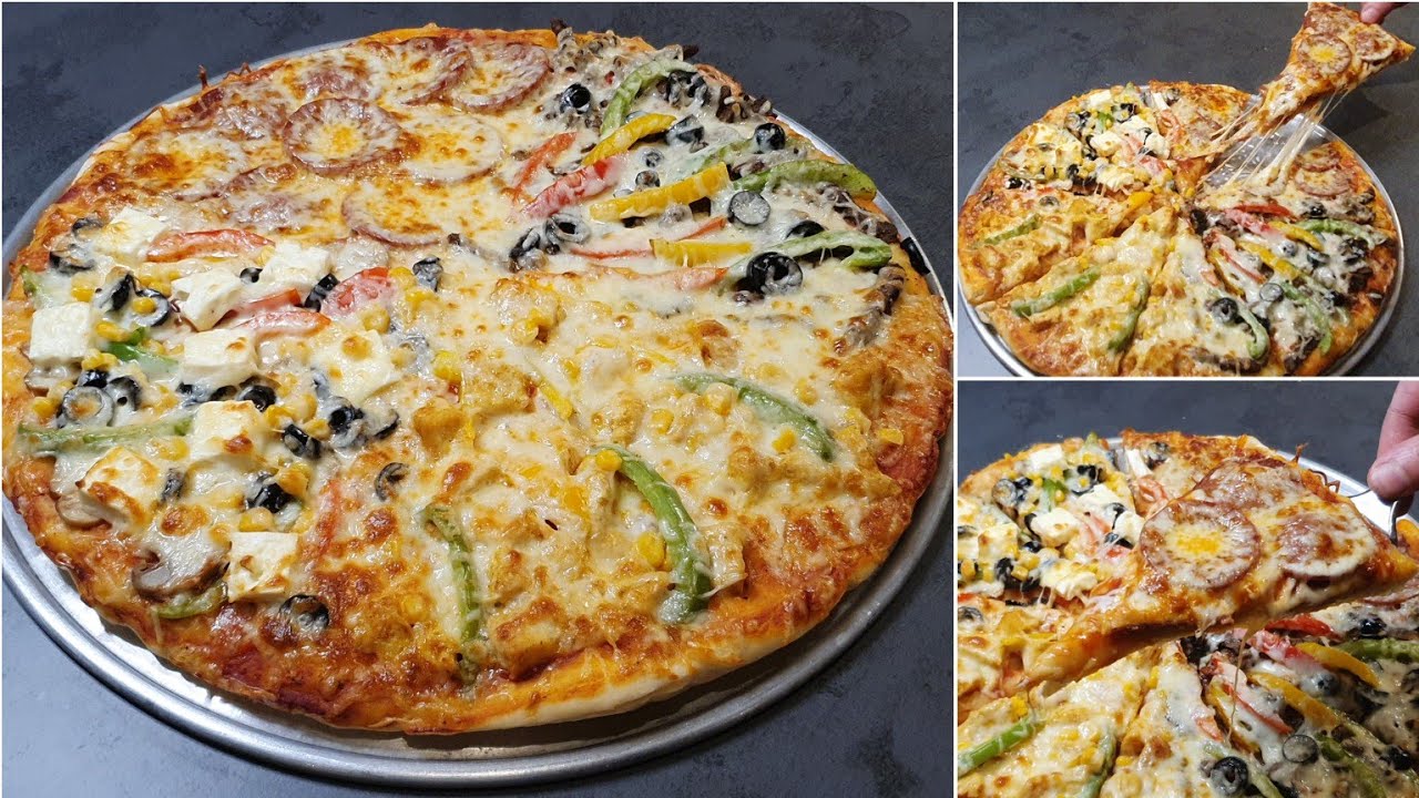 من المطاعم لاتطلبيها وبالبيت سويها😍 بيتزا حجم عائلي تتحدى المطاعم💪بعجينه طريه و صوص وحشوات رهيبة