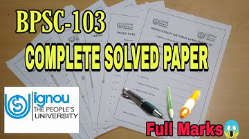 BPSC 103।IGNOU ASSIGNMENT।BAPSH।2020-2021 Session ।