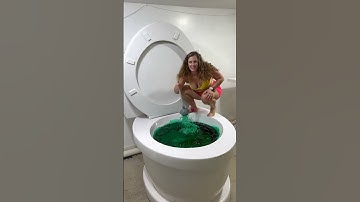 Going Under in The GIANT Teal Pool Toilet Overflow #shorts