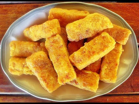 Polenta frita com calabresa