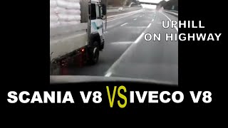 Kamyon yarışı: Eski Iveco kamyonu (sollama) Scania r580 V8 yokuş yukarı Resimi