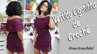 vestido de croche rose