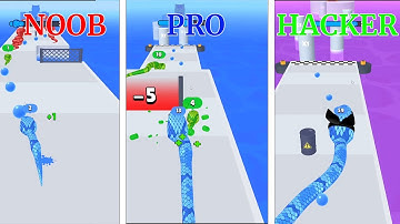 Satisfying NOOB VS PRO VS HACKER - Snake Run Race 3D - Mobile Games