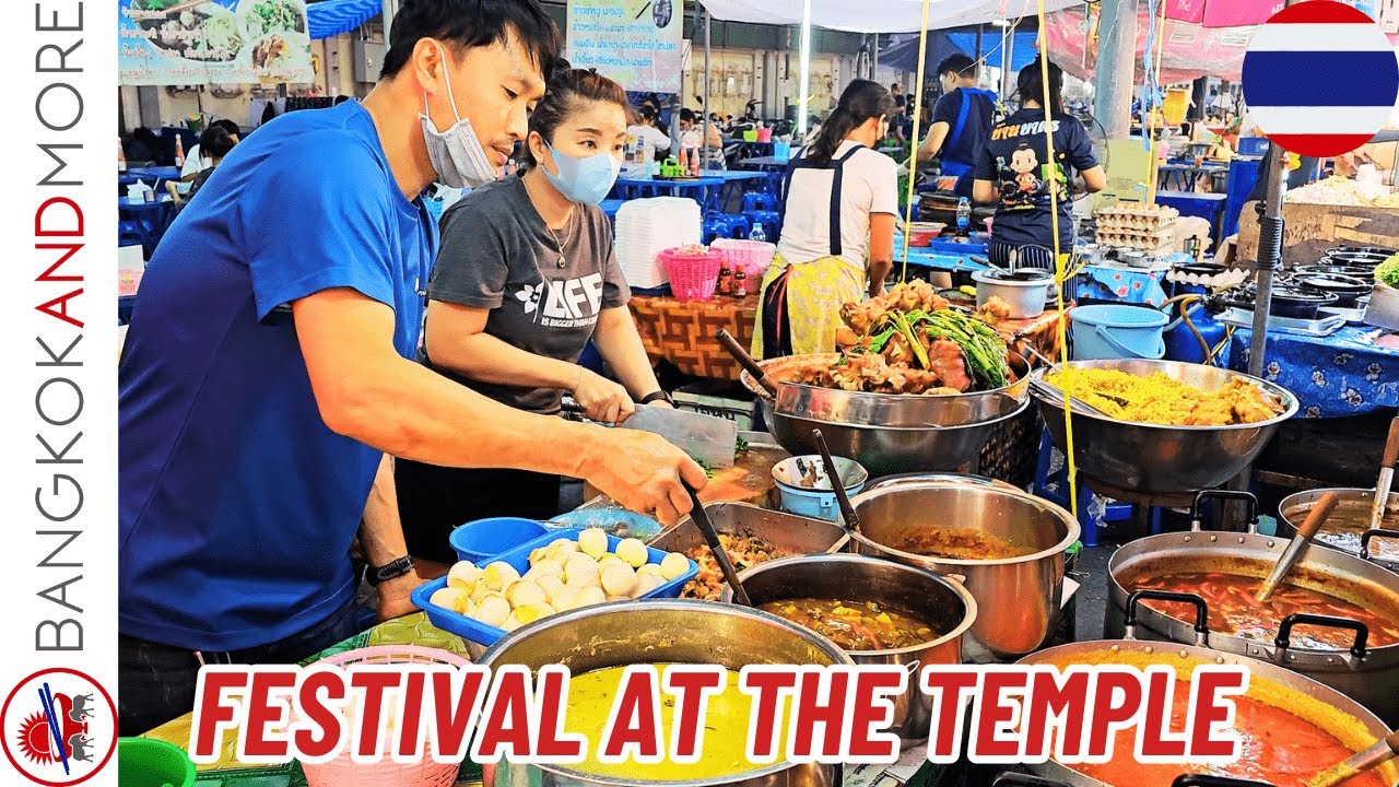 Massive Thai Street Food Festival at a Temple! 🍜🎉