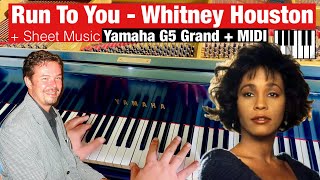 Grand Piano Cover Of Run To You By Whitney Houston with MIDI Track!