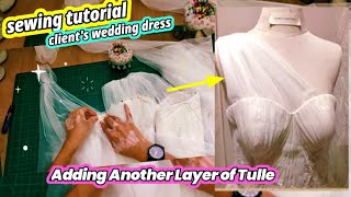 🧵 Adding Another Layer of Soft Tulle  on my Client's Wedding Dress × One Shoulder × Sewing Tutorial screenshot 5