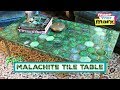 Faux malachite tile table