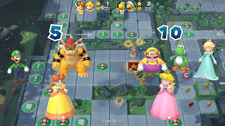 Super Mario Party Partner Party Domino Ruins Treasure Hunt Daisy Peach Vs Koopa Troopa Hammer Bro
