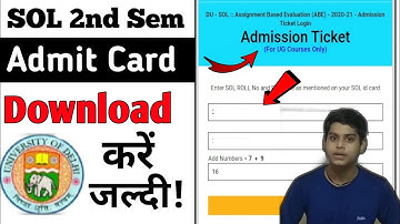 Assignment *Admit Card Released* For DU SOL 2nd Semester 2021 | Du Sol 2nd Sem Assignment Update