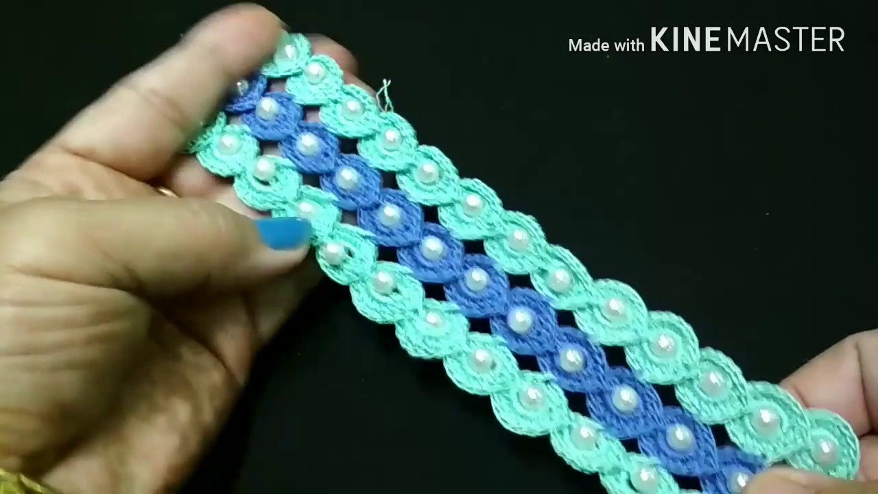 142Crochet18,Joining of three beaded crochet laces(Hindi /Urdu) YouTube