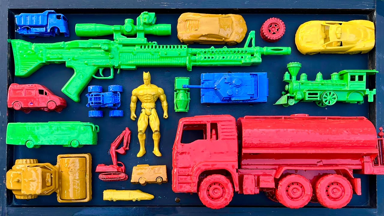 Membersihkan Mainan Mobil Balap,Kereta Api, Bus Telolet, Truk Molen, Tank Baja, Beko Excavator.