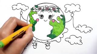 Earth day drawing ||  how to draw beautiful and green earth