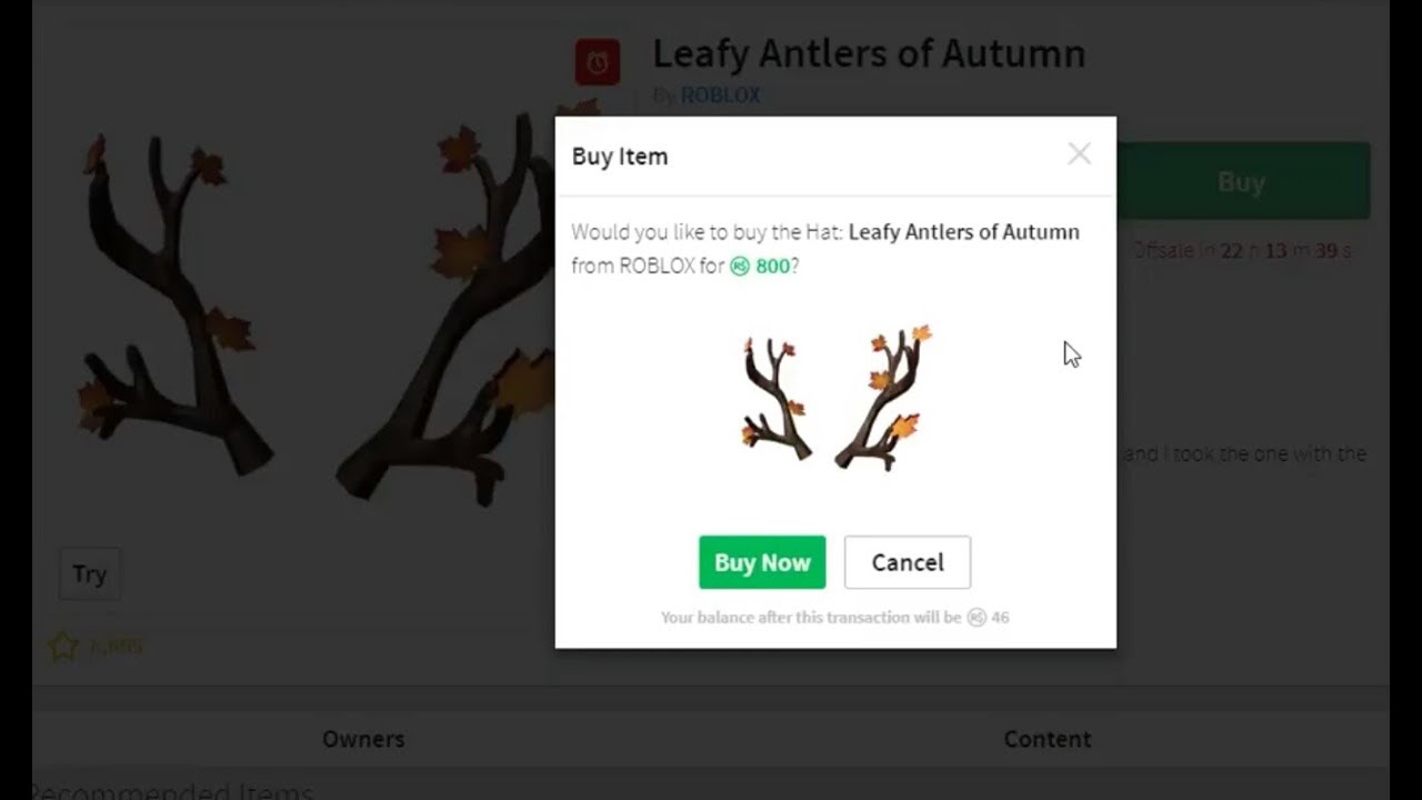 Buying The Leafy Antlers Of Autumn In Roblox Youtube
