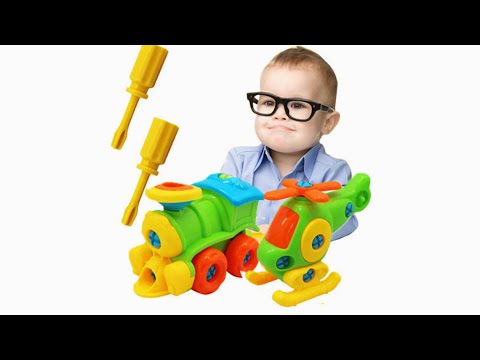 Puzzle Blocks plastic insert Train Helicopter shape Screwing Disassembly Blocks for children