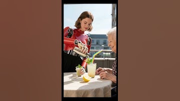A glass of lemon sparkling water  #robot #life