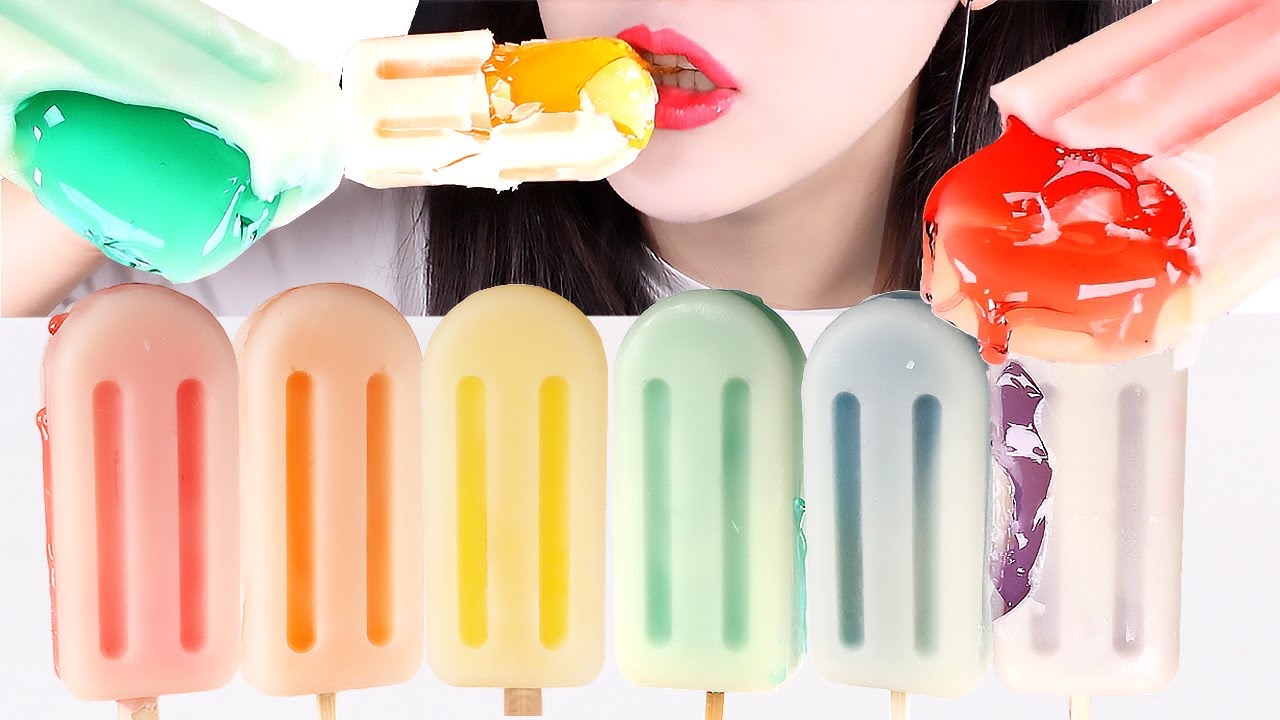 ASMR FROZEN NIK-L-NIPS WAX HONEY JELLY 얼린 닉클립 왁스병 꿀젤리, 직접만든 대왕 닉클립 왁스병 꿀젤리, RAINBOW WAX BOTTLE CANDY