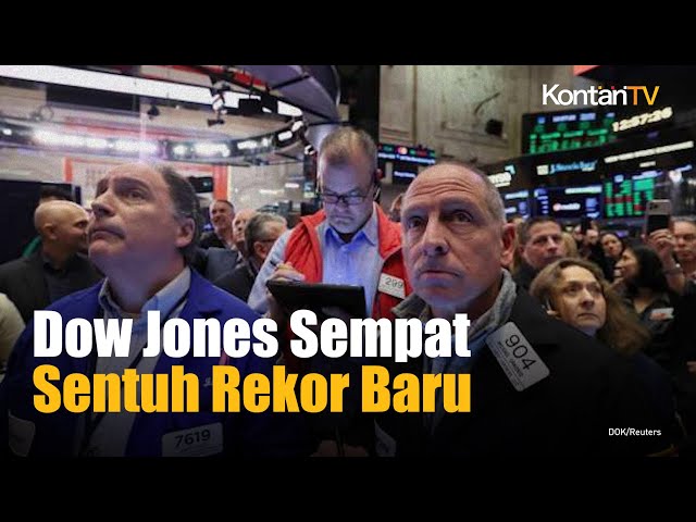 Saham AS Turun, Dow Jones Sentuh 40 000 | Kontan News class=