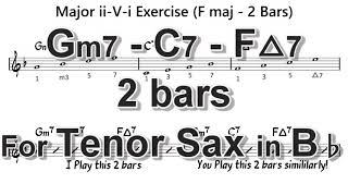 [ Gm7 - C7 - FMaj7 ] 2 Bars ii - V - i exercises for Tenor Sax in Bb