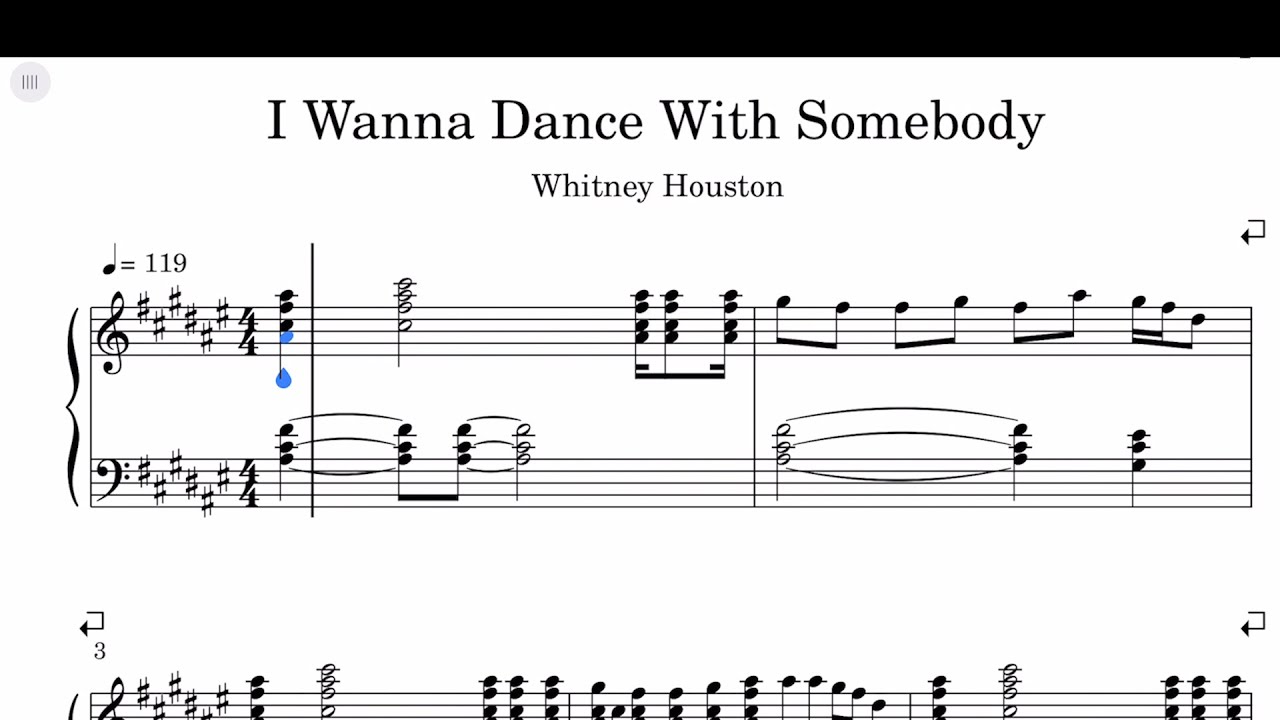 I Wanna Dance With Somebody Piano Sheet Music