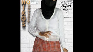 HIKOS 히잡 한국 스타일 Hijabers Korean Style Cardigan Transparan  Kancing Depan Warna Putih Lengan Panjang