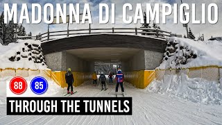 Skiing Through the Tunnels via Pistes 88 and 85 in Madonna di Campiglio, Dolomiti di Brenta screenshot 1