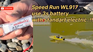 Test run RC mini Jet Boat WL917 use 3s battery with standart electric.