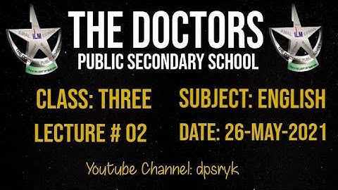 Class Three English Lecture # 2 [26-May-2021] dpsryk