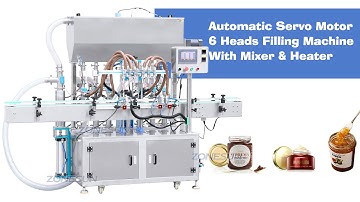 Filling process ZS-YT6T-6PXH Automatic Servo Motor 6 Heads Filling Machine With Mixer & Heater