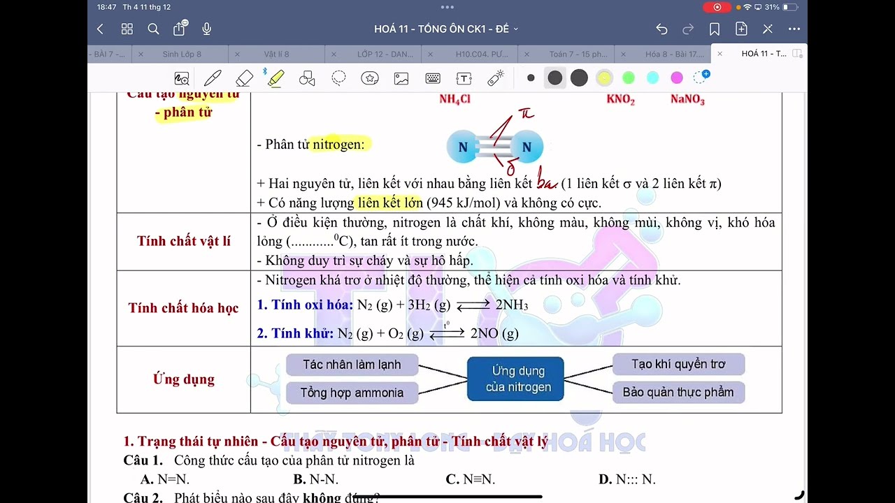 HOÁ 11 [CHƯƠNG TRÌNH MỚI] - TỔNG ÔN CUỐI KÌ 1 -   Buổi 2: Lấy gốc Lý thuyết Nitrogen - Sulfur
