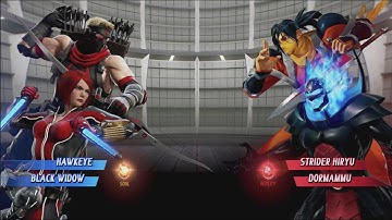 Hawkeye and Black Widow vs strider Hiryu and Dormammu - MARVEL VS. CAPCOM: INFINITE