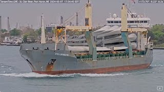 Blade runner: Stellar Maestro with a load of wind turbine blades in Port Huron May 7, 2024