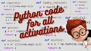 Neural Networks From Scratch - Lec 17 - Python Implementations of all Activation functions screenshot 4