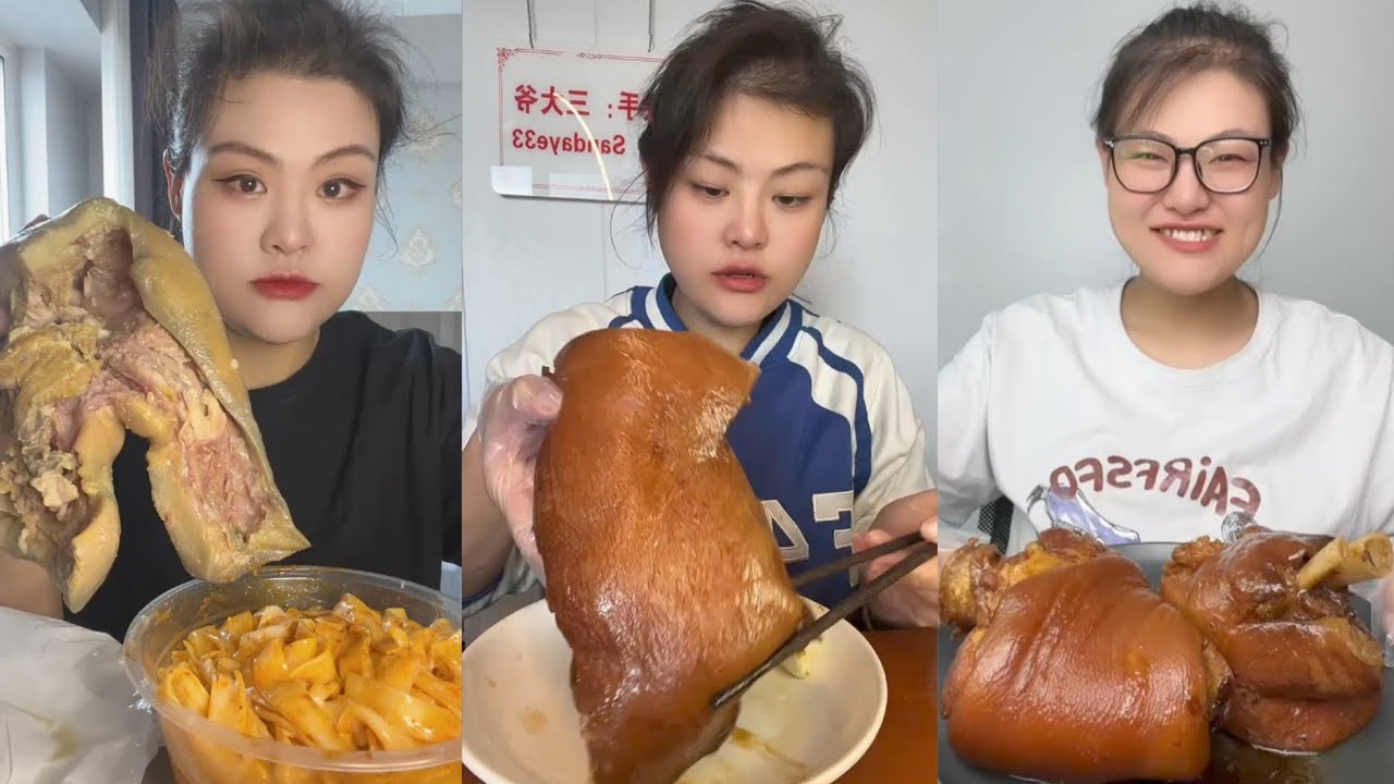 Mukbang Challenge:Eat cow tongue belly rib belly pork skin roll 🥐#mukbang #yummyfood  #eatingsounds