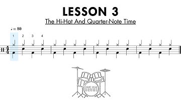 Lesson 3: The Hi-Hat And Quarter-Note Time | 50 Drum Lessons For Beginners
