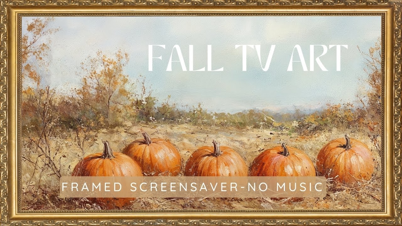 Vintage Pumpkin Patch Artwork screensaver: Fall Painting TV Art