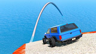 Impossible Weird Wave Bridge Crossing Cars Vs Deep Water - BeamNG.Drive