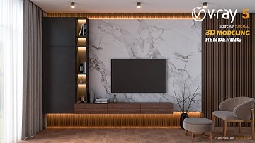 Modern tv Room | Interior Design | Vray 5 Sketchup interior #32