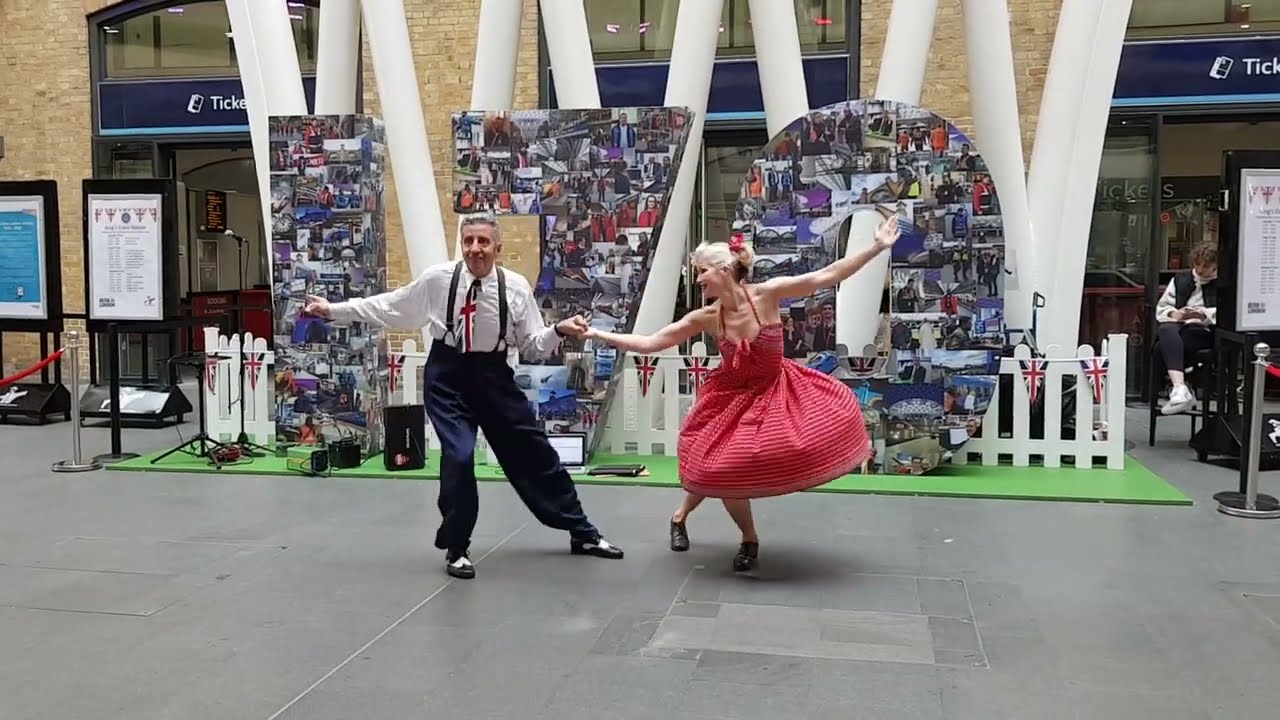Simon Selmon & JoJo from SwingdanceUK dancing at Platinum Jubilee 170 years King's Cross