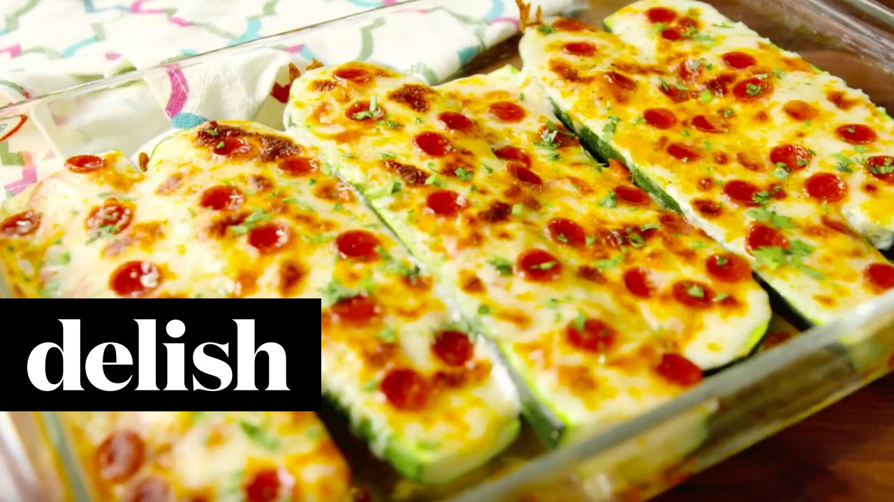 How To Make Pizza Zucchini Boats Delish - YouTube