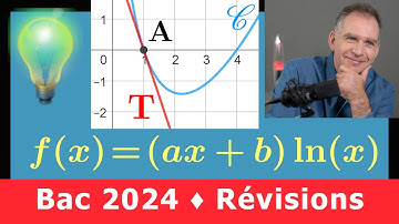 logarithme ♦ Exercice révision Bac ♦ f(x)=(ax+b)ln(x) ♦ Valeur de a et b? Graphique Tangente Système