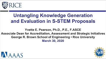 NSF S-STEM Program: Untangling Knowledge Generation and Evaluation